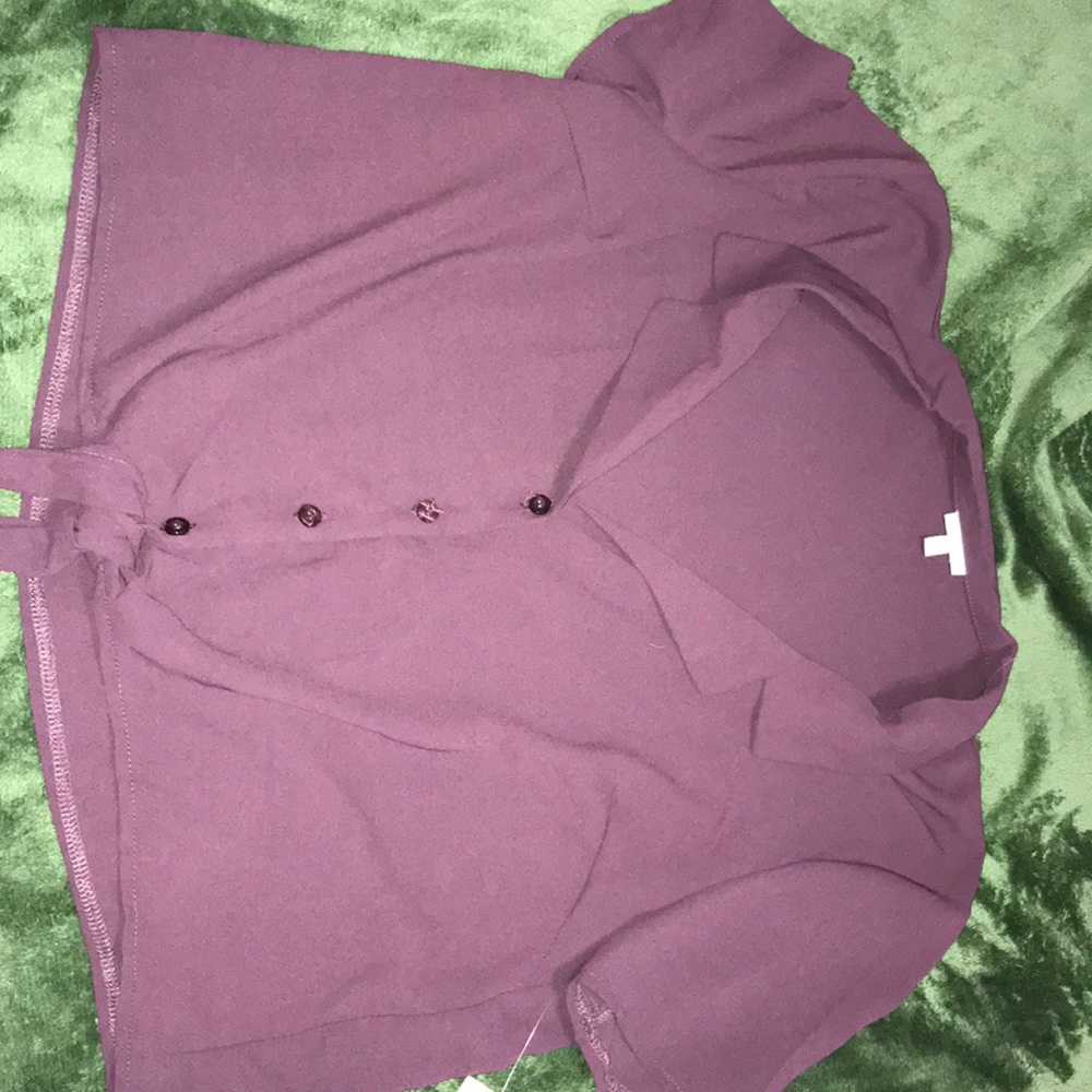 Charlotte Russe Cropped Purple Button-Up